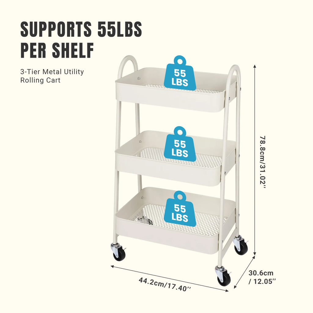 3-Tier Rolling Storage Cart