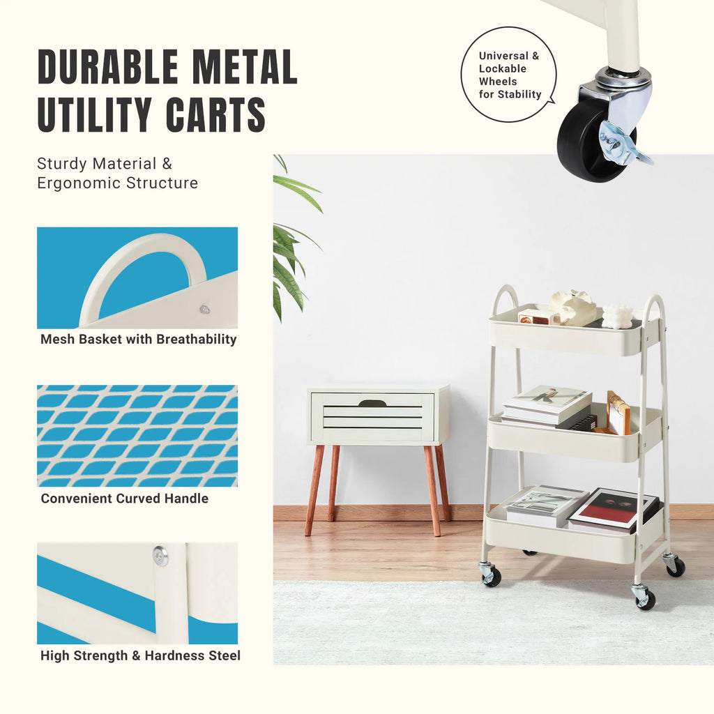 3-Tier Rolling Storage Cart